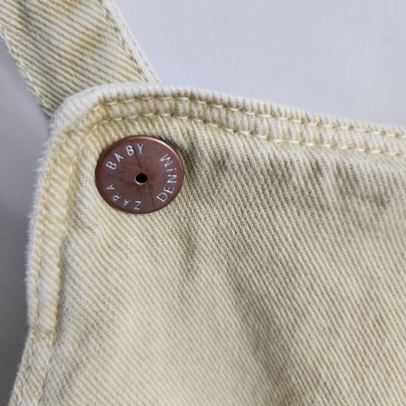 *SOLD* ZARA denim dress tiered mustard yellow sz 4 5 - Picture 4 of 5